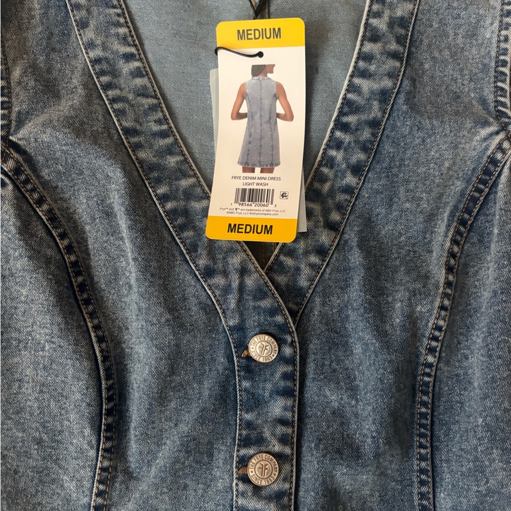 Stylish Frye Blue Denim Mini Dress Size Medium NWT - Picture 7 of 7
